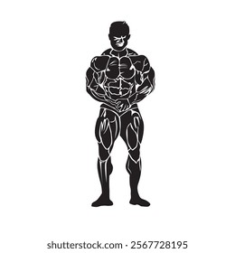 Bodybuilder, fitness, icon, vector, illustration