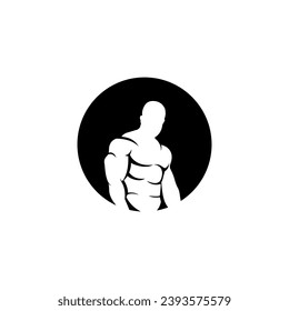 Bodybuilder Fitness Logo White Background