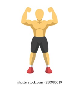 Bodybuilder Fitness Mascot. Creative Vector Flat Illustration. Isolated on White Background.