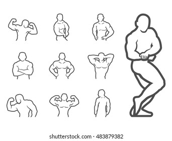 Bodybuilder Fitness Model Pose Muscle Illustration Vector