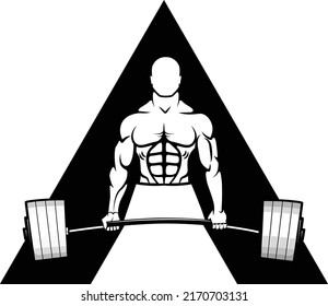 Bodybuilder fitness models illustration, power strength logo for fitness club, gym sports fitness club, fighting club with letter A