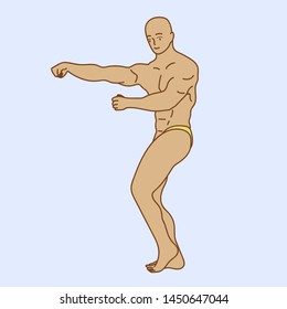 bodybuilder flexing his muscles, vector illustration 