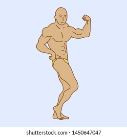 bodybuilder flexing his muscles, vector illustration 