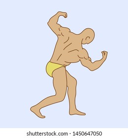 bodybuilder flexing his muscles, vector illustration 