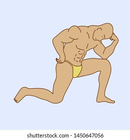 bodybuilder flexing his muscles, vector illustration 