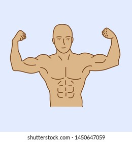 bodybuilder flexing his muscles, vector illustration 