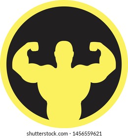 Bodybuilder flexing and showing muscles 