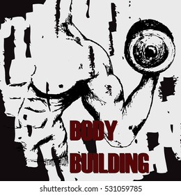 Bodybuilder with Gandel. A strong man is engaged in sports for a logo, banner, poster. Vector illustration.