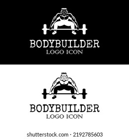 Bodybuilder in gym is getting ready to do a deadlift perfect for strong man club logo design