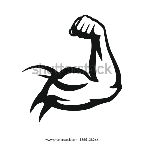 Bodybuilder Hand Emblem Black On White Stock Vector (Royalty Free ...