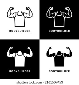 Bodybuilder Icon Cartoon. Muscle Arm Symbol Vector Logo
