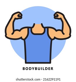 Bodybuilder Icon Cartoon. Muscle Arm Symbol Vector