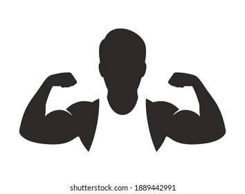 Bodybuilder icon. Fitness. Home workout. GYM. Bodybuilding. Vector icon isolated on white background.