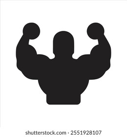 Bodybuilder icon. Fitness icon. Vector and glyph