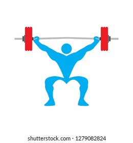 Bodybuilder icon lifting a weight. Vector illustration design