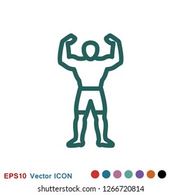 Bodybuilder icon, muscle sign. Vector illustration for web design