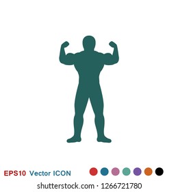 Bodybuilder icon, muscle sign. Vector illustration for web design