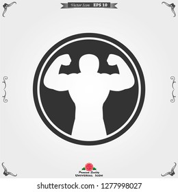 Bodybuilder icon, muscle sign. Vector illustration for web design