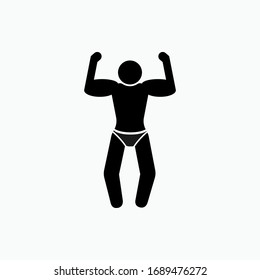 Bodybuilder Icon. Muscular Athlete Symbol - Vector.