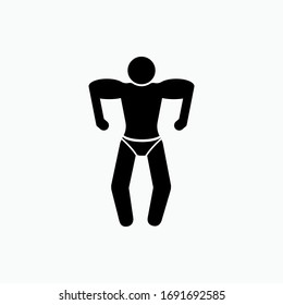 Bodybuilder Icon. Muscular Athlete Symbol - Vector.