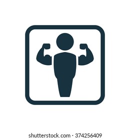 bodybuilder icon, on white background