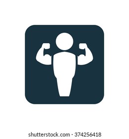 bodybuilder icon, on white background