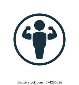 bodybuilder icon, on white background bodybuilder icon, on white background