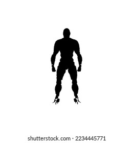 Bodybuilder icon. Simple style bodybuilding sport lessons course big sale poster background symbol. Bodybuilder brand logo design element. Bodybuilder t-shirt printing. vector for sticker.