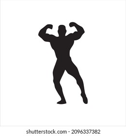 Bodybuilder icon vector illustration, bodybuilder Poses position vector, silhouette 