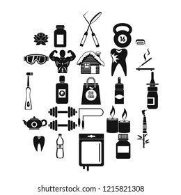 Bodybuilder icons set. Simple set of 25 bodybuilder vector icons for web isolated on white background