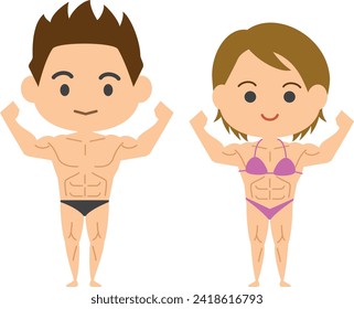 Bodybuilder image illustration (men and women set)