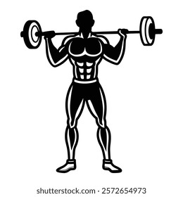 Bodybuilder Lifting Barbell Fitness Silhouette Design