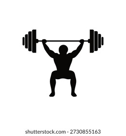 Bodybuilder levantar barbell vetor, ilustração para fitness e logotipo ginásio