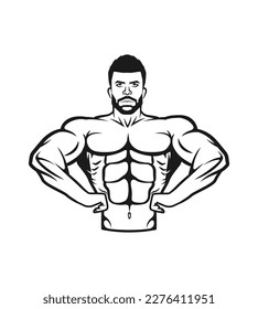 Bodybuilder Logo Character Design Mascot Premium Vector - gym and fitness logo.