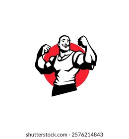 Bodybuilder logo design simple and elegant