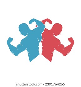 Bodybuilder logo icon design illustration