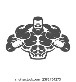 Bodybuilder logo icon design illustration