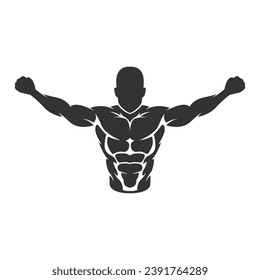 Bodybuilder logo icon design illustration