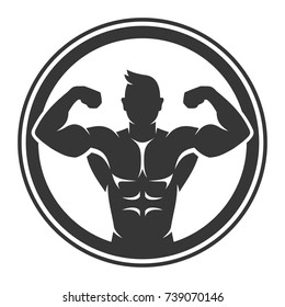 Bodybuilder Logo Icon on White Background. Vector