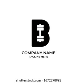 Bodybuilder Logo Letter B Dumbbell Stock Vector (Royalty Free ...