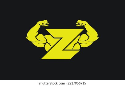 bodybuilder logo with letter Z, gym anf fitness icon, vector, emblem.