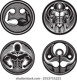 Bodybuilder logo silhouette vector illustration, bodybuilder black silhouette, bodybuilder logo