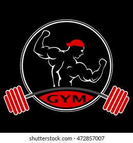 Bodybuilder Logo Template. Vector object and Icons for Sport Label, Gym Badge, Fitness Logo Design, Emblem Graphics. Vector illustration.