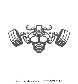 Bodybuilder male lifting a heavy barbell silhouette isolated on white background vector illustration. Vector fitness gym graphics illustration.