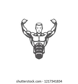 Bodybuilder male silhouette isolated on white background vector illustration. Vector fitness gym graphics illustration.