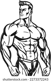 Bodybuilder male silhouette isolated on white background vector illustration. Vector fitness gym graphics illustration.