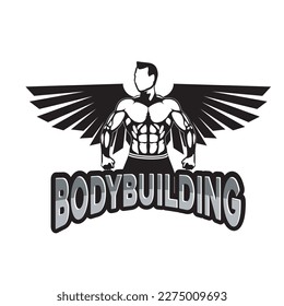 Bodybuilder male silhouette isolated on white background vector illustration. Vector fitness gym 