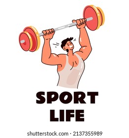 Bodybuilder man characters posing. Vector logo design element concept flat graphic illustration