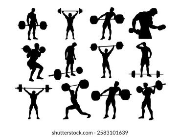 bodybuilder man exercise with barbell weight lifting man vector illustration