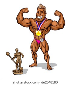 Bodybuilder with medal